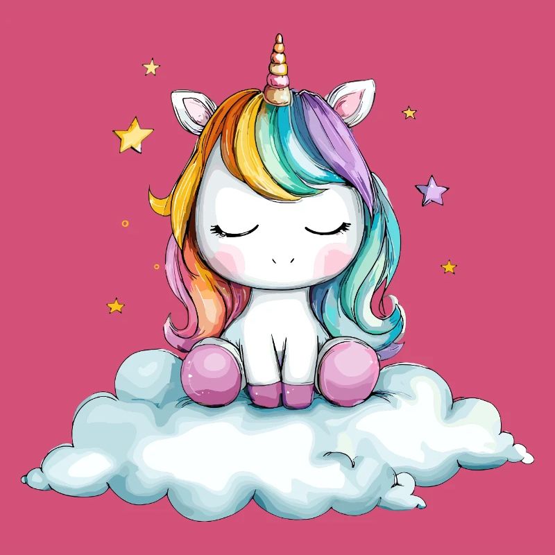 Rainbow unicorn on cloud