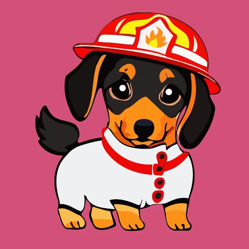 Dackel als Feuerwehrmann