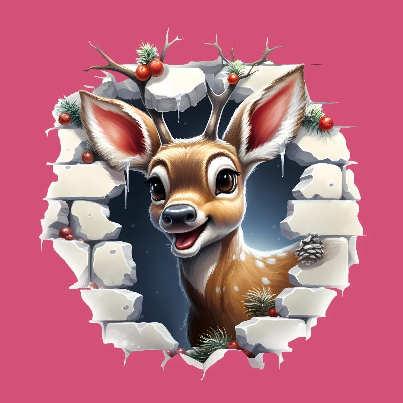 Cerf mignon dans le trou dans le mur