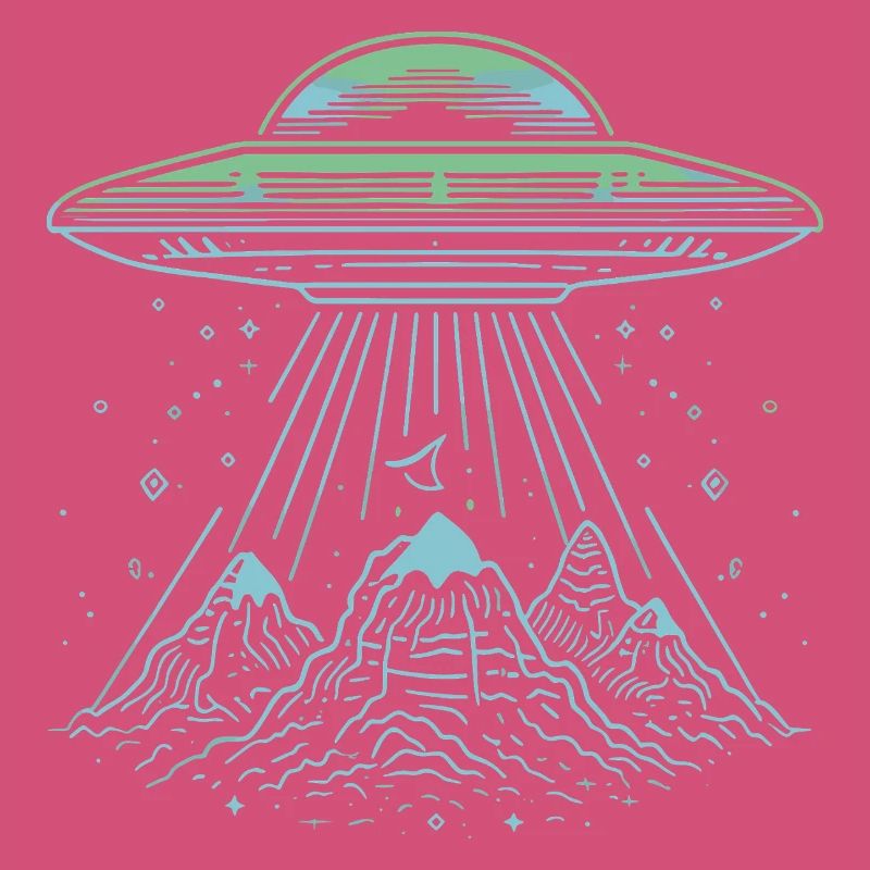 UFO Mountain Abduction - Mysterious Sci-Fi Design