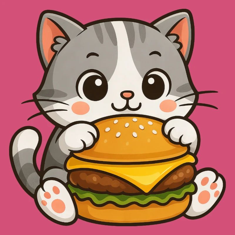 Chat si mignon hamburger restauration rapide nourriture de dessin animé