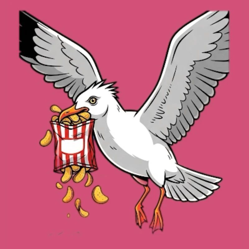 Möwe mit Chips Snack Design