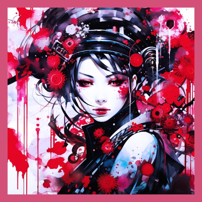 Red Splashed Futuristic Portrait