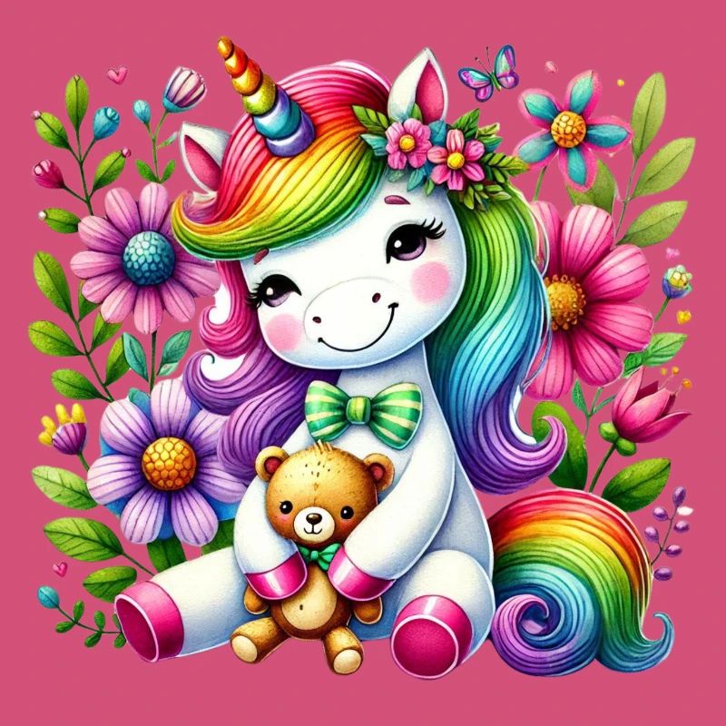 Regenbogen Einhorn Blumentraum