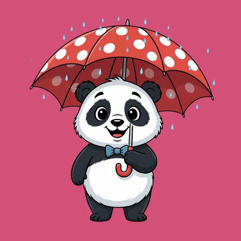 Panda mit rotem Regenturm