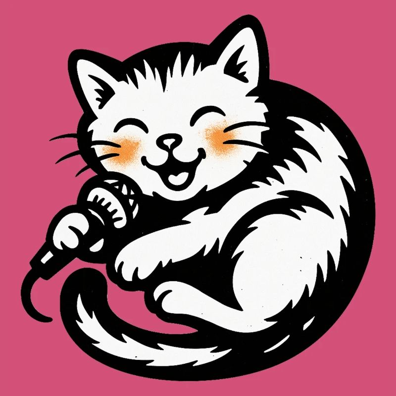 Chanteur chat avec micro