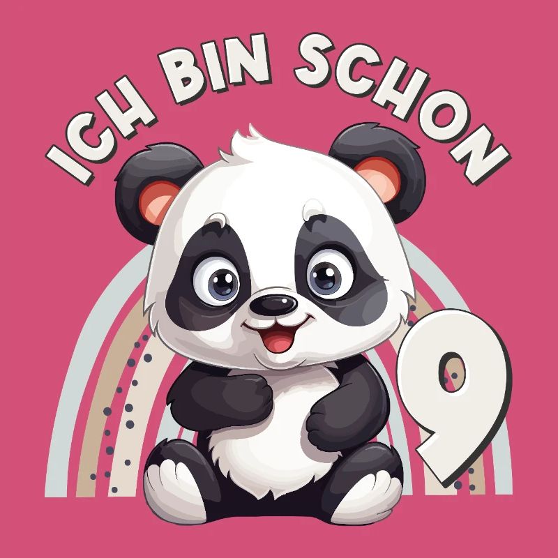 9th Birthday Panda Bear Rainbow Cute Cute