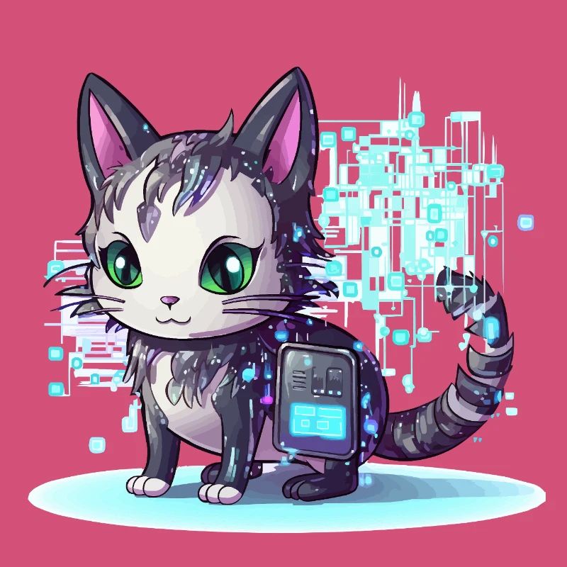 Cybercat Neon Pixel Magic