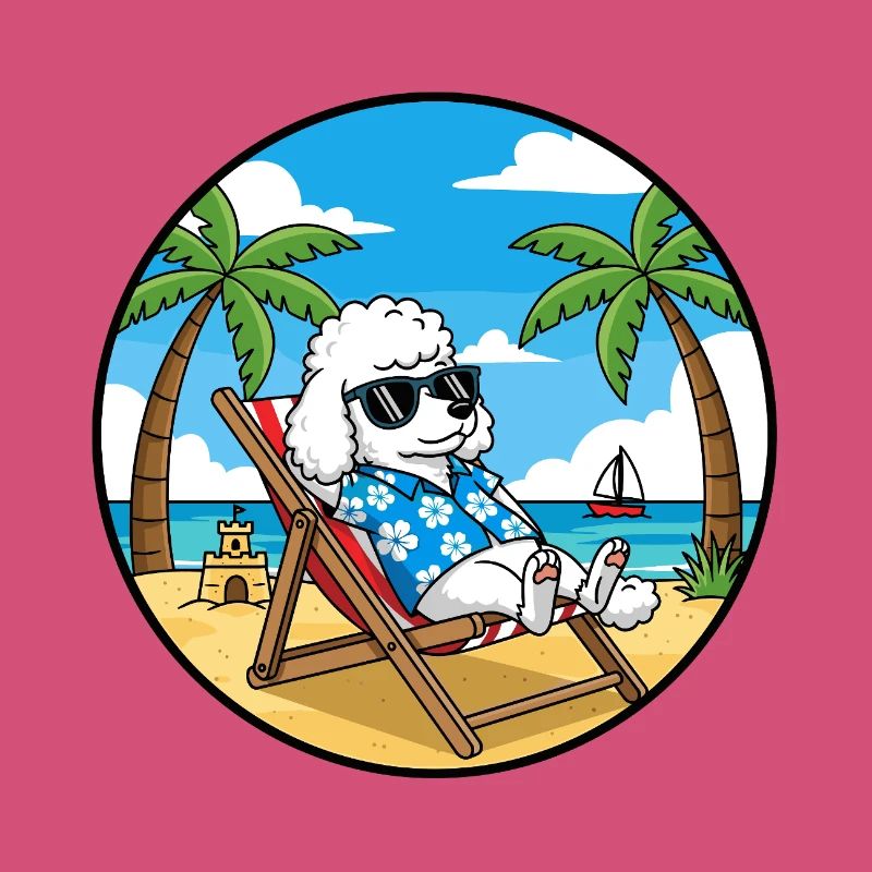 Cool Poodle Beach Vacation Summer Vibes