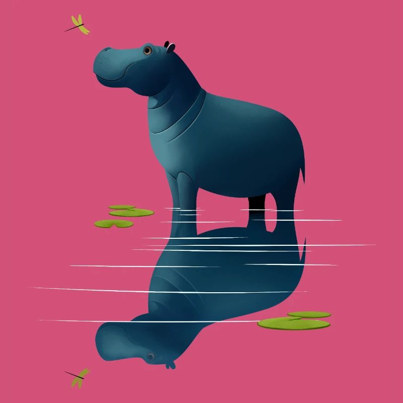 Hippopotame et libellule