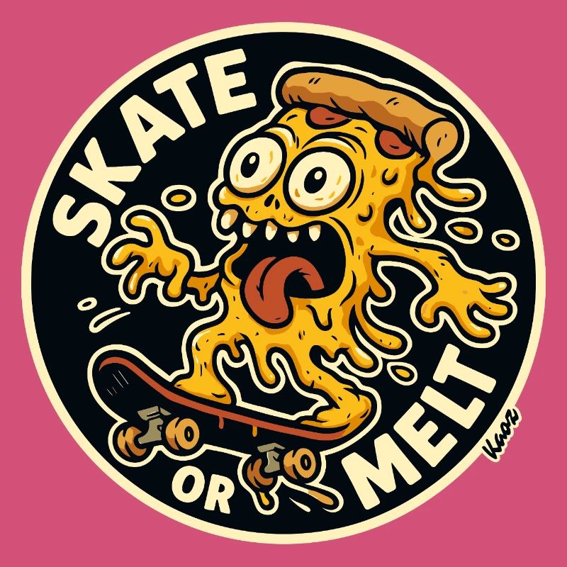 Skate oder Melt Käse Pizza Monster Skateboard