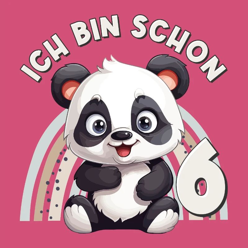 6e anniversaire panda arc-en-ciel mignon mignon