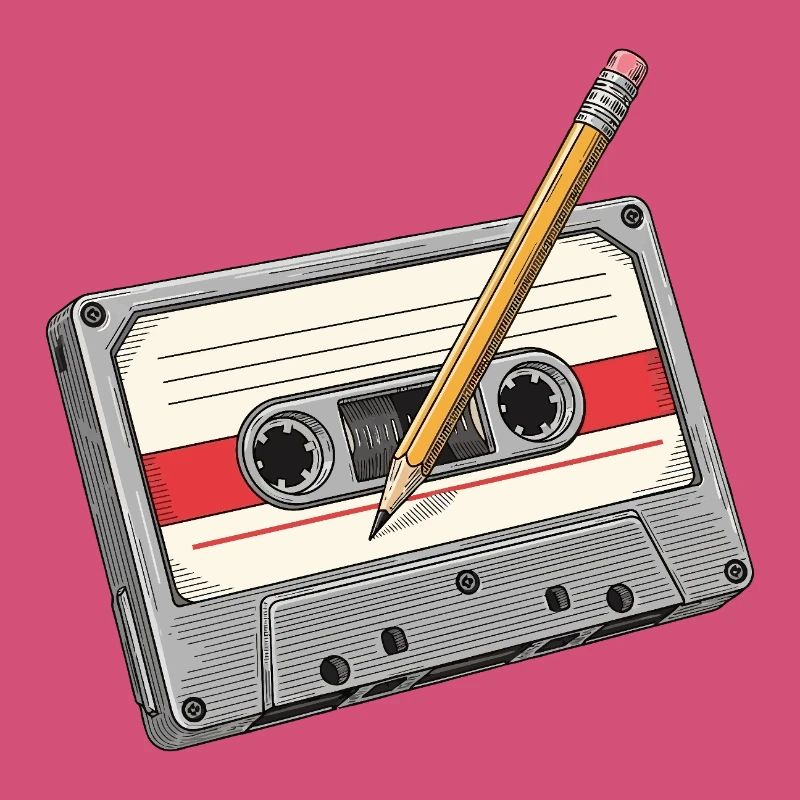 Analogkassette mit Bleistift