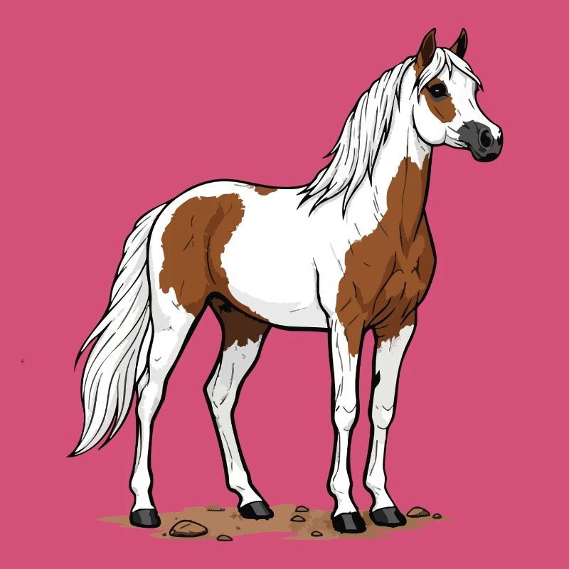 Cheval Pie Marron et Blanc Élégance Équestre