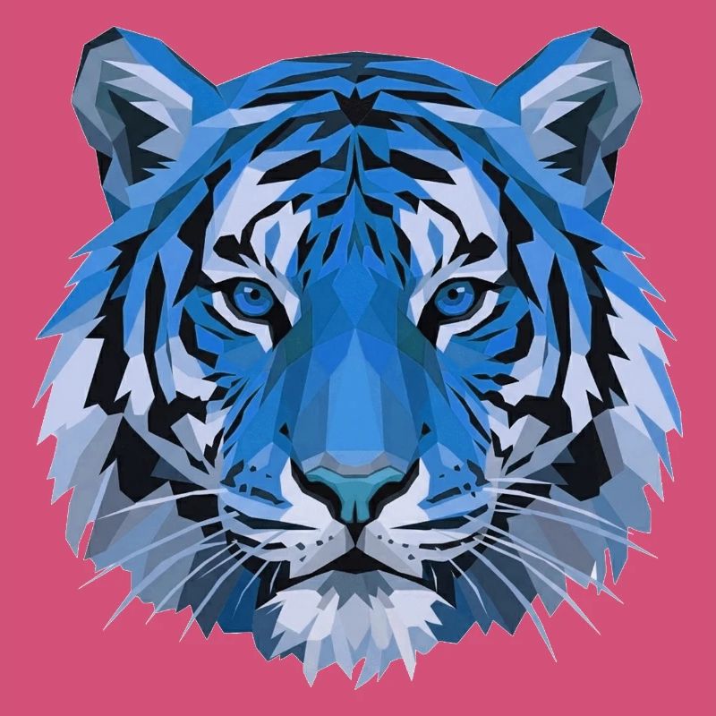 Blue Polygon Tiger Head