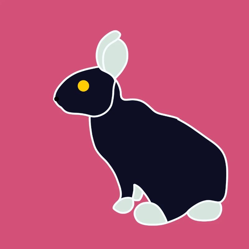 Minimalist Blue Black Rabbit
