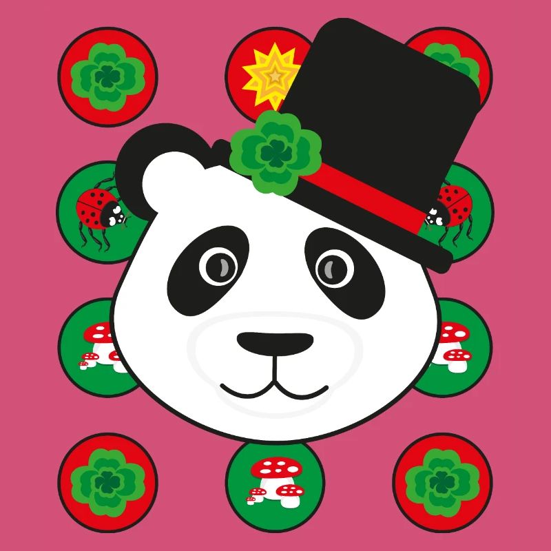 Neujahr Panda mit Kleeblatt.