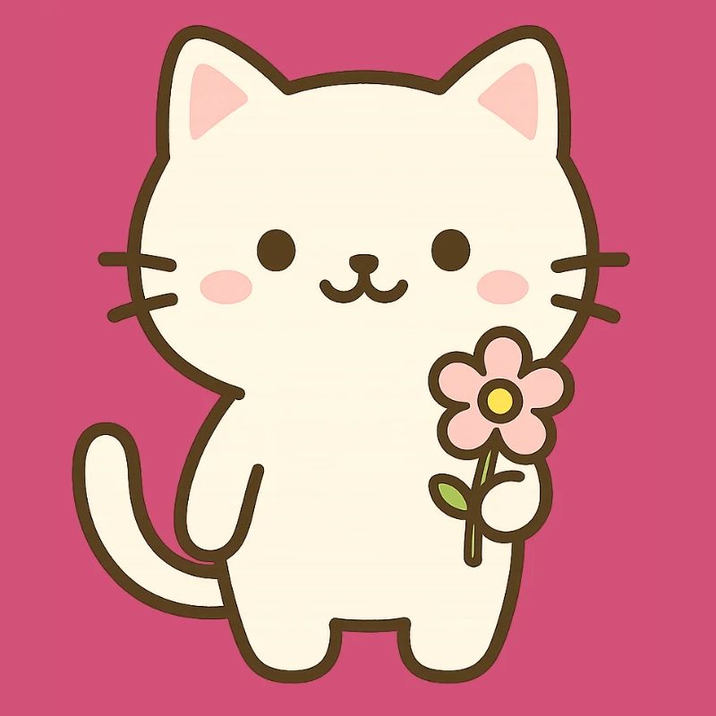 Chat mignon avec fleur