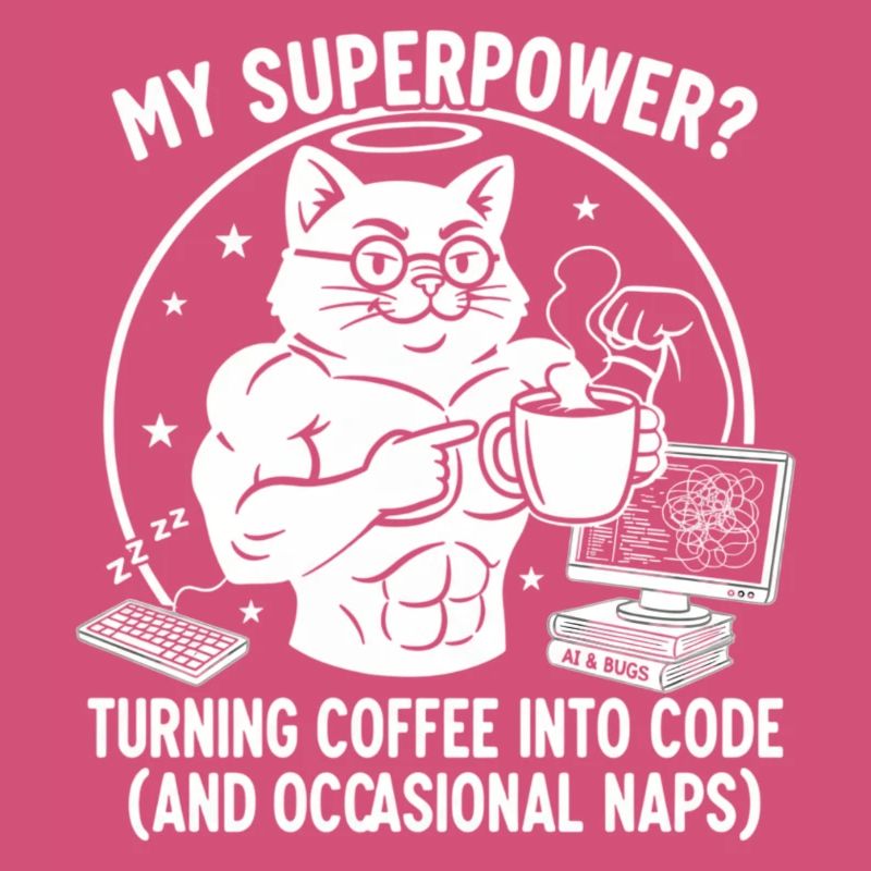 T-shirt Chat Codage Drôle - Superkraft Coffee