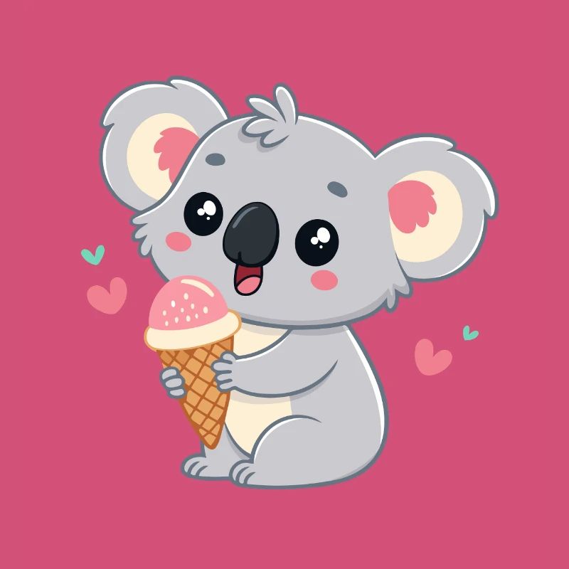 Koala gourmand pastel avec glace