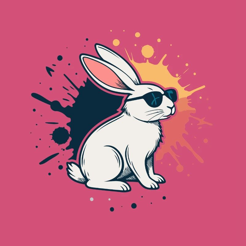 Lapin cool à lunettes et éclaboussures