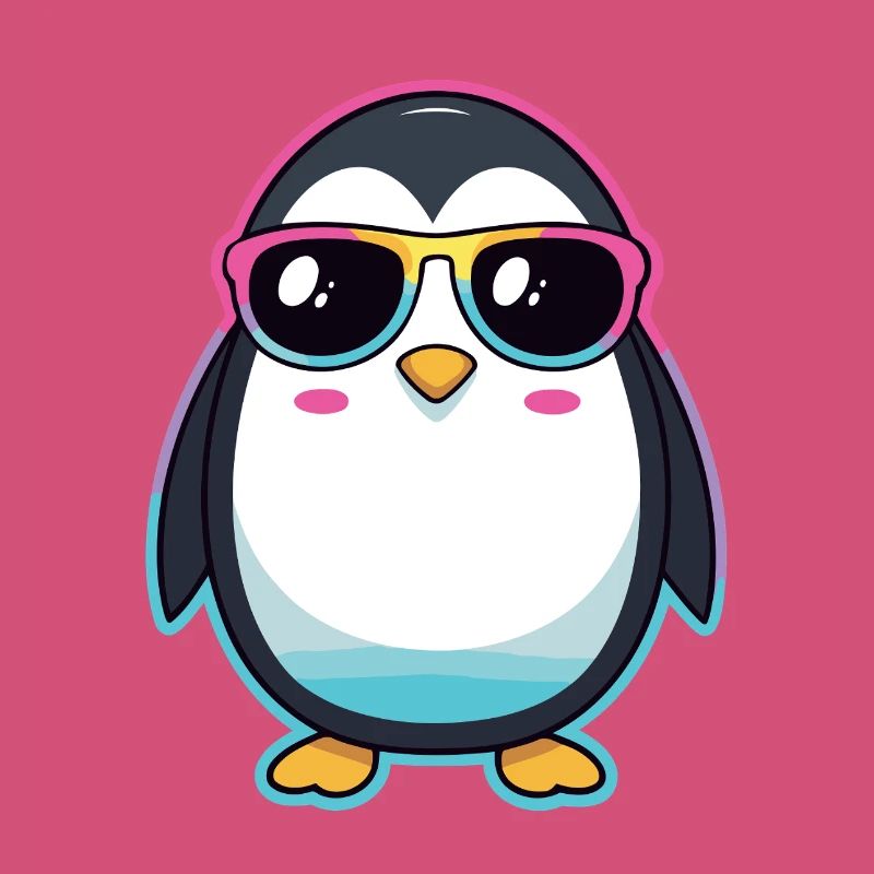 Chic Penguin in Rainbow Glasses