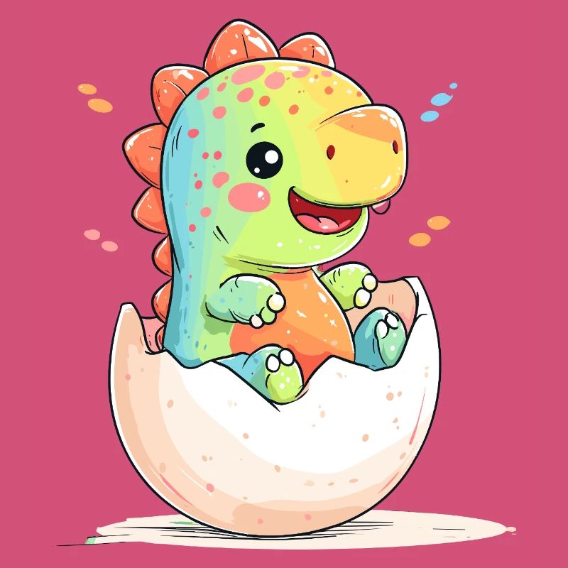 Cheerful dino chick from the egg