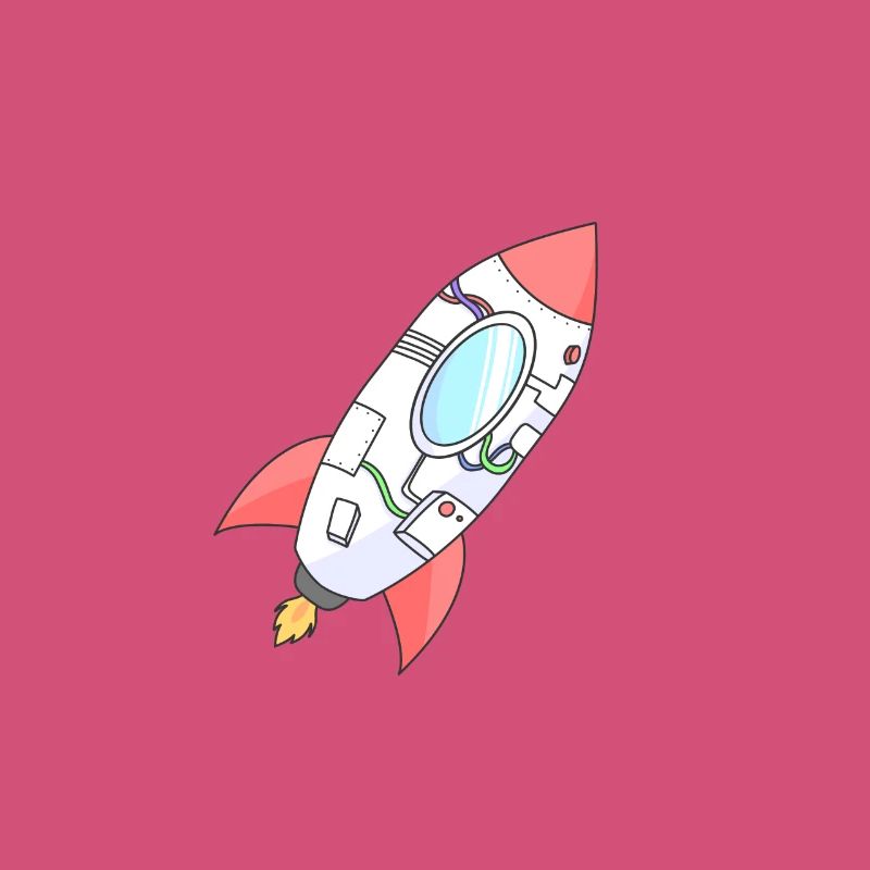 Colorful rocket in orbit