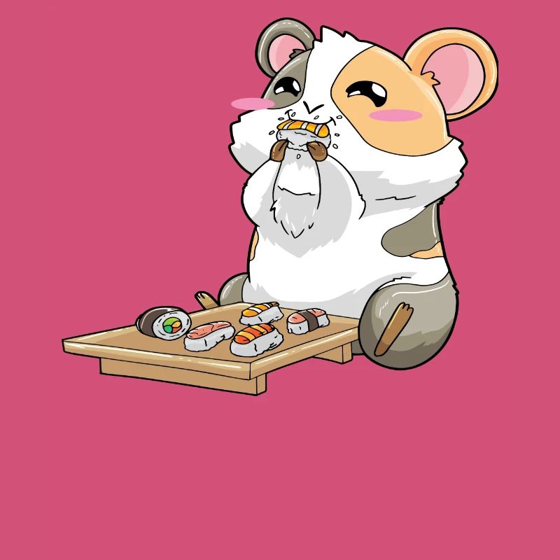 Drôle de cochon d’Inde mangeant des sushis