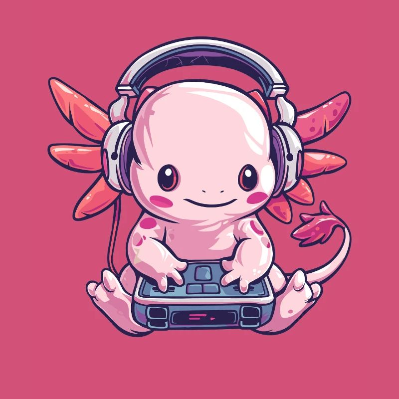Axolotl.Gamer créatif avec casque