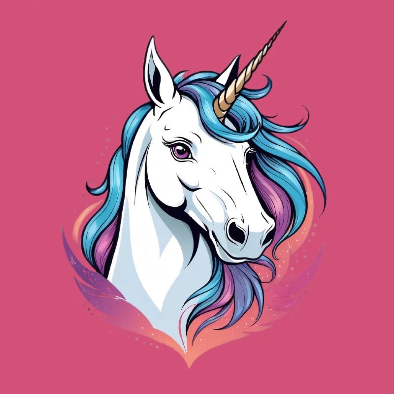 Magic unicorn head with colored mane