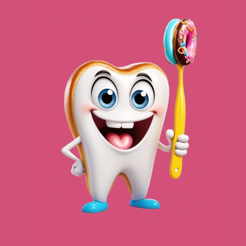 Dent heureuse avec brosse beignet