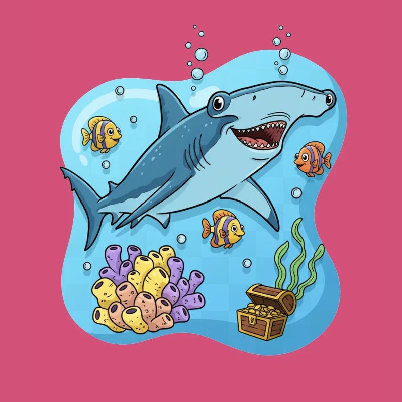 Requin-marteau de style dessin animé dans l’océan