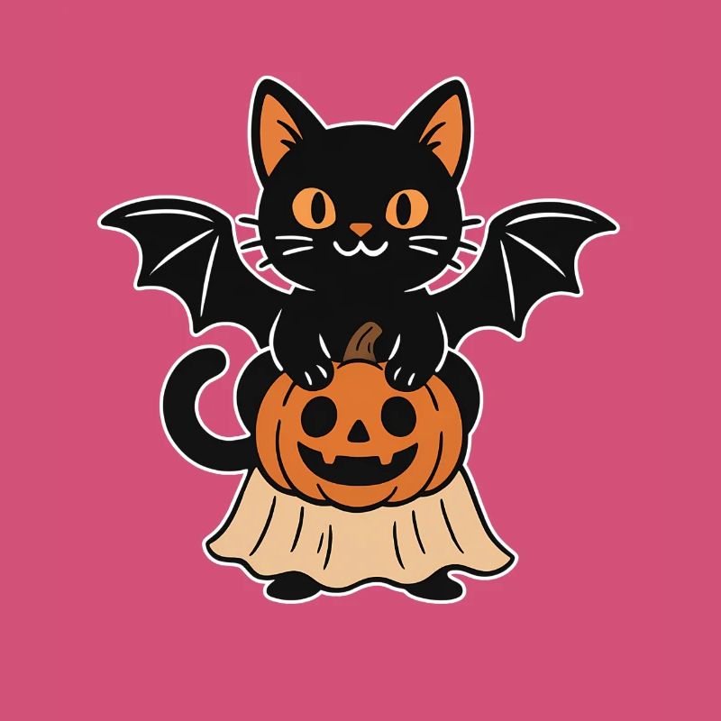 Chat d’Halloween avec citrouille