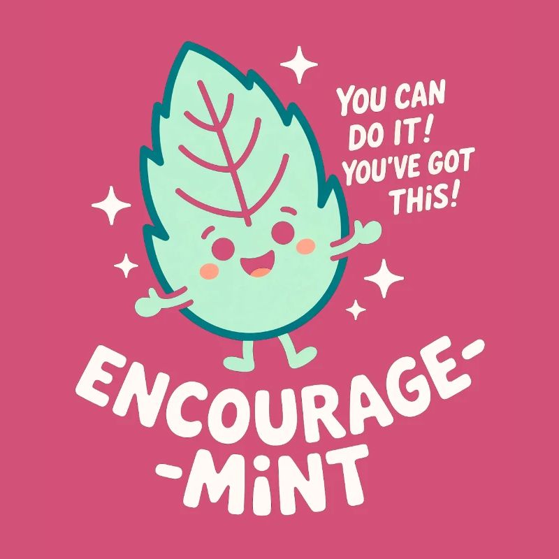 Encourage-Mint Cute Pep Talk Leaf Pun
