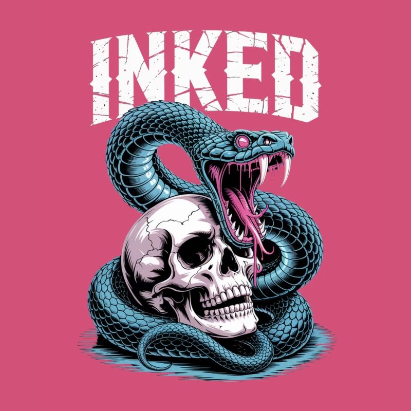 Inked Skull and Snake