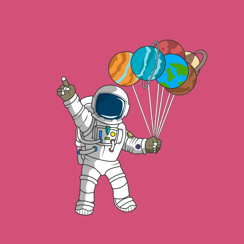 Cute Astronaut Planets Space Explorer Birthday Par