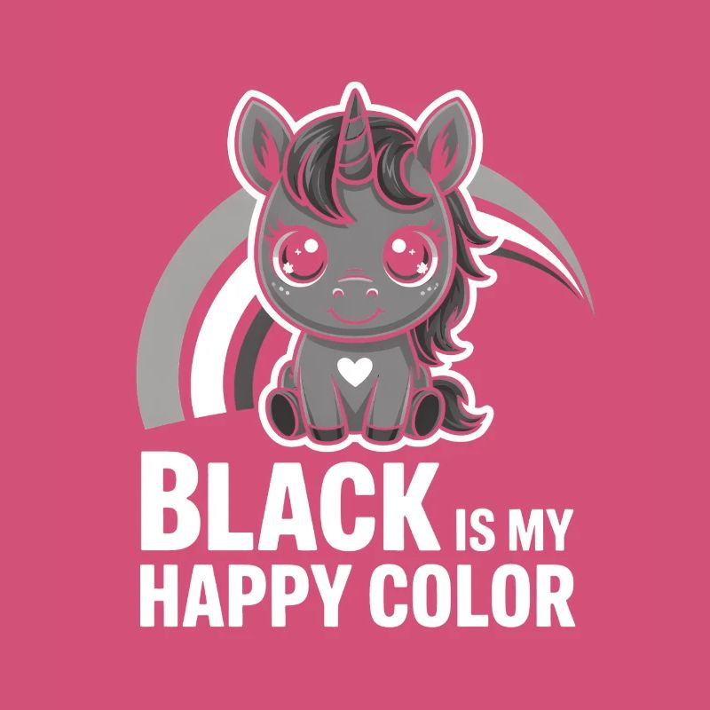Le noir est ma licorne de couleur joyeuse