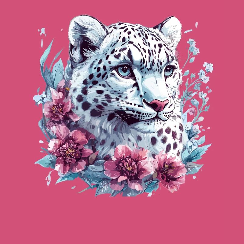Visage de léopard avec couronne florale