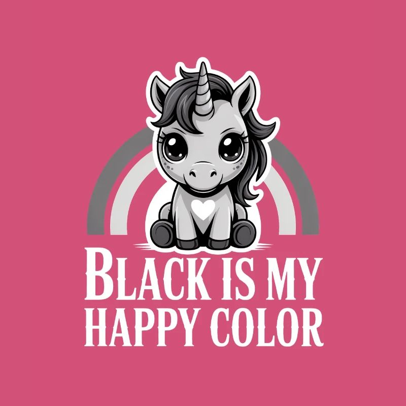 Le noir est ma licorne de couleur joyeuse