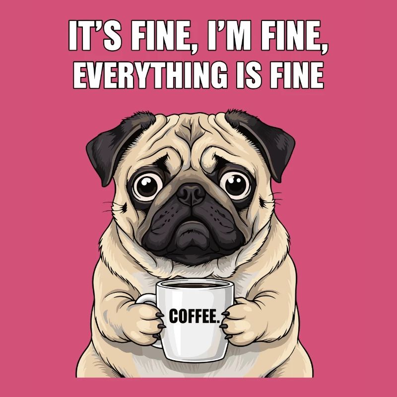 its fine im fine coffee pug