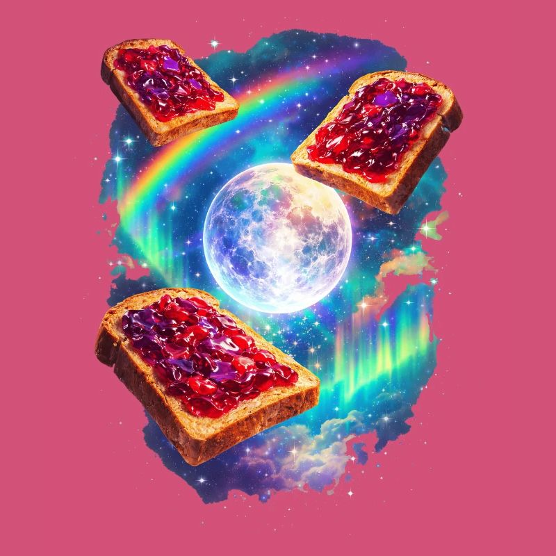 Space toast with rainbow