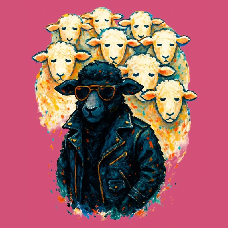 Black Sheep Nonconformist in Leather Jacket