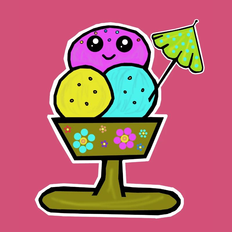 Glace colorée Sundae Glace Glace Glace