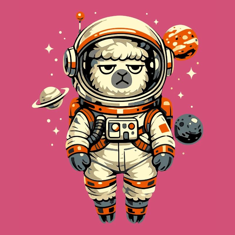 Grumpy Alpaca Astronaut in Space