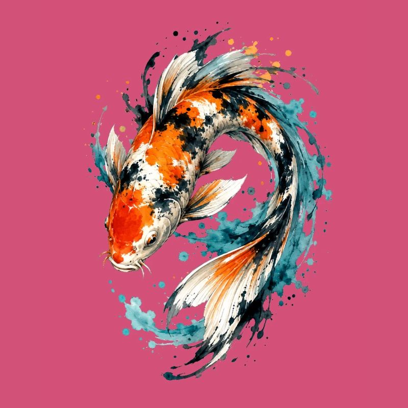 Éclaboussure de carpes koi aquarelle