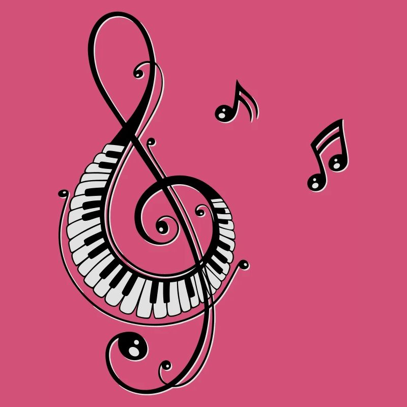 Clef avec des touches de piano et des notes