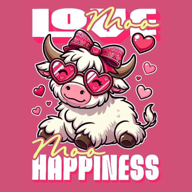 Moo Love, Moo Happiness - Conception de vache mignonne