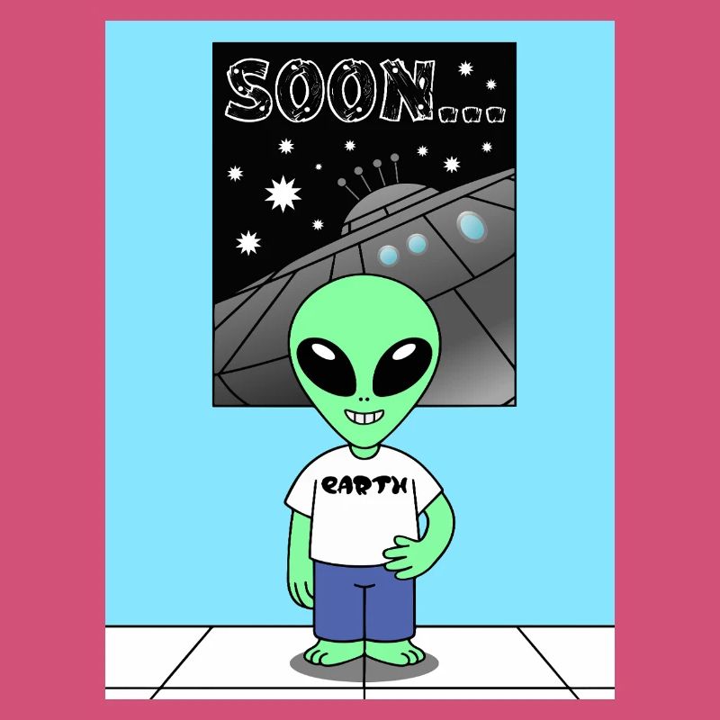 Alien devant le vaisseau spatial Terre