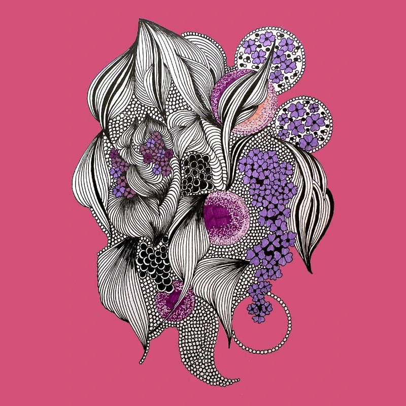 Fleurs Zentangle en Violet